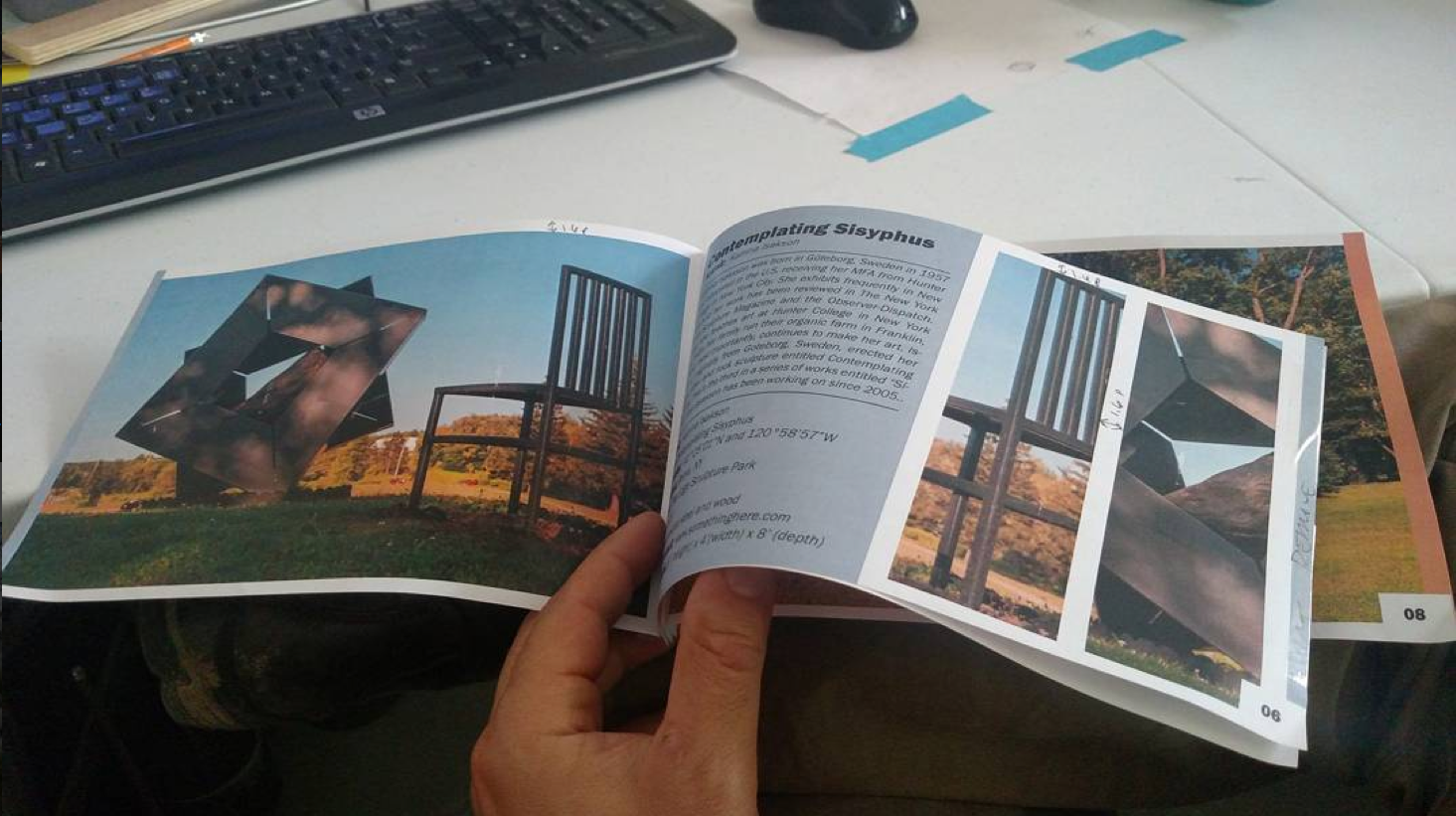 a mockup of the ArtOneida commemorative book, showing 2 pages side to side